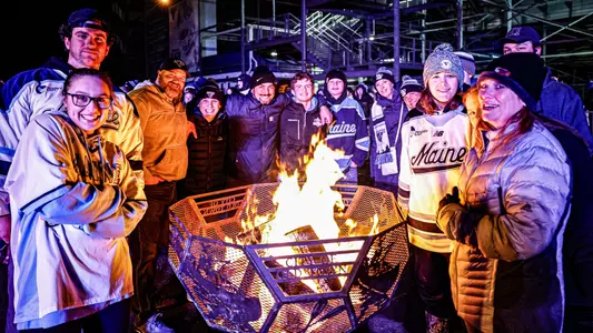 Fans outside of Alfond Arena.