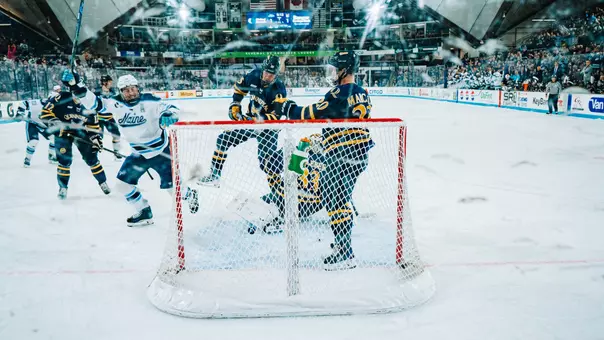 Max Scott celebrates a goal.