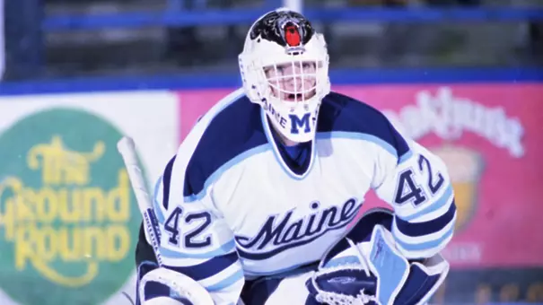 Amanda Cronin is seen wearing #42 during a past game at Alfond Arena.