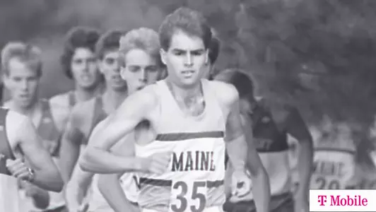 An image of Pat O'Malley running with T-Mobile logo.