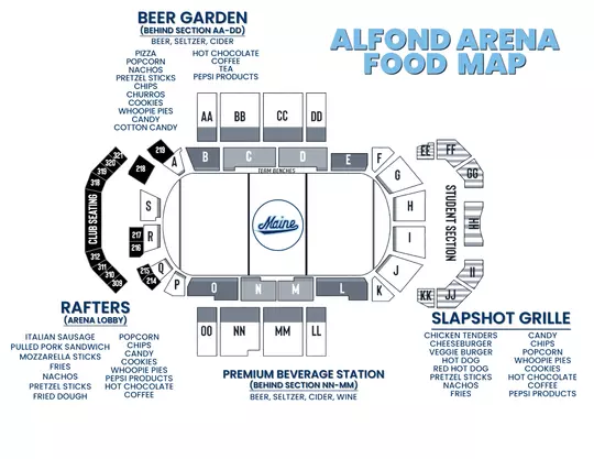 Alfond Arena food map graphic