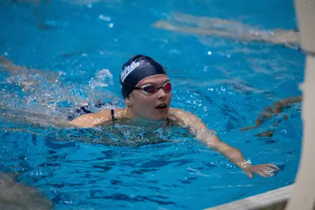 Lydia Williams swims in the pool