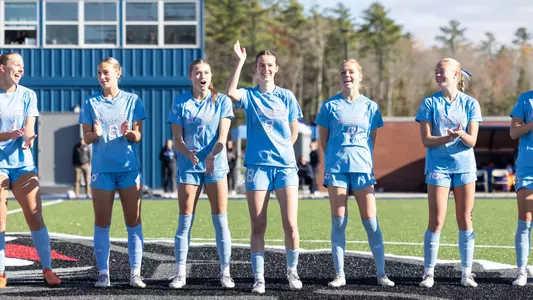 Maine women's soccer during starting lineups.