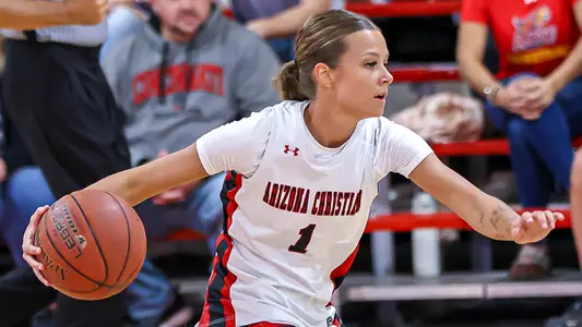 Taylor Schwab dribbles for ACU.