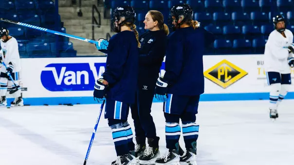 Assistant Coach Taylor Leech on ice