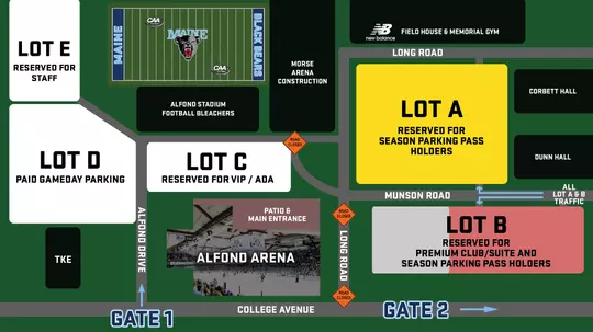 Maine men's hockey parking map.