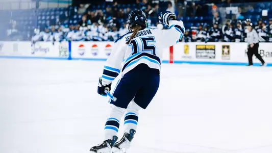 Julie Jebouskova celebrates shootout goal vs UNH