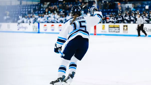Julie Jebouskova celebrates shootout goal vs UNH