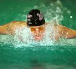 Sophomore Conner Townsend set a pool record in the 200-yard fly this afternoon as the Minutemen topped BU, 223-73.