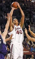 Micah Brand made the game-winning dunk with 9.2 seconds left against St. Bonaventure, Saturday.