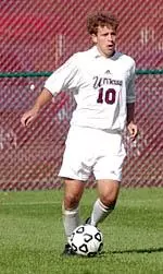 Derek Rhodes scored UMass' first goal in their 3-1 win over Saint Joseph's.