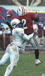 Wide receiver Adrian Zullo goes up for a pass against Hofstra.