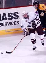 Dusty Demianiuk and his teammates can earn the sixth seed in the Hockey East Playoffs with a win at Merrimack on Saturday night.