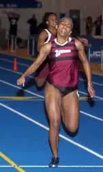 Christina Huff won the 100-meter dash at UNH on Saturday.