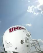 The UMass football team will use this new helmet in 2003.