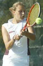 Freshman Christine Liehr broke the 3-3 tie with a match-winning victory in the #3 singles.