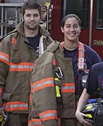 Crystal Therrien (right) was a member of Engine Company 3, the student force of the Amherst Fire Department.