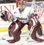 Gabe Winer made 17 saves in net for UMass on Saturday.