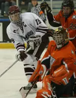 Stephen Werner scored his seventh career shorthander in UMass' 3-2 loss to Bowling Green on Thursday. Photo by Karen Winger.