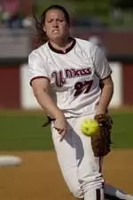 Barb LaFogg pitched a complete game with 11 strikeouts as UMass beat BYU, 2-1, Friday night in the Speedline Invitational.