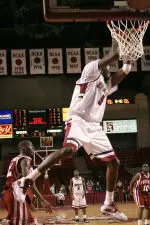 Lasme throws down a dunk earier this season in a win over Fordham.