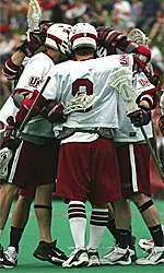 UMass celebrated its win over Syracuse on Sunday.