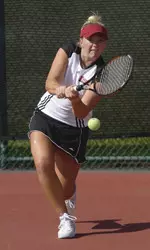 Senior Lesley Fisher got into her first action of the spring.