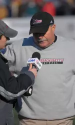 Don Brown and UMass can claim its second league title in a row with a win on Saturday.