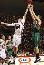 Tony Gaffney scored a career-high 15 points and blocked four shots.