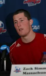 Zack Simmons and several Minutemen address the media Thursday before the College Cup.
