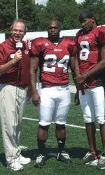 Syracuse transfers Breyone Evans and Jeremy Horne with Voice of the Minutemen Bob Behler.