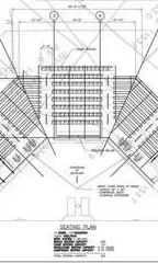 The construction diagram for the new stands at the UMass Softball Complex.