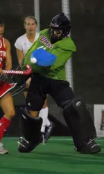 Becky Letourneau makes one her five saves.