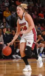 Pam Rosanio is now the women's all-time leading scorer at the Mullins Center with 664 points.