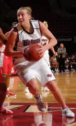 Kate Mills leads the Minutewomen in minutes, points, field goal percentage, blocks, and steals.