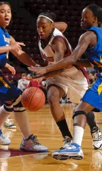 Sophomore Teya Wright had eight points, nine rebounds and six steals against Seton Hall on Monday.