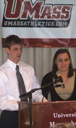 Ryan Durkin and Samantha Demty gave an entertaining speech after being honored on Wednesday.