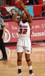 Alisha Tatham logged a double-double and set career-highs in points (15) and rebounds (14).