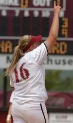 Junior pitcher Brandice Balschmiter allowed picked up her fourth win of the season against the Aggies
