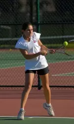 Stephanie Gimenez and No. 3 doubles partner Kaitlyn Carpenter defeated their GW foe, 8-2