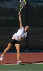 Maude Lecluyse won both of her games on the day against Temple