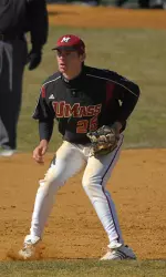 Third baseman Jim Macdonald was 2-for-5 on the day against the Huskies.