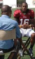 Sean Smalls with CBS 3's Scott Harris on Media Day.
