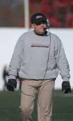 Football head coach Don Brown is a frequent speaker at the luncheons throughout the fall.