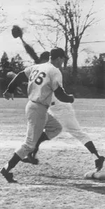 John Awdycki stretches to make a catch at first.