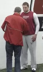 Ben Coblyn talks with San Francisco 49ers scout.