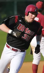 Junior Mike Gedman hit one of UMass' three home runs on Saturday against the Hawks and finished the day with four RBI.