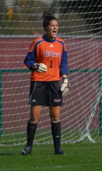 Lauren Luckey made seven saves in the first half for the Minutewomen.