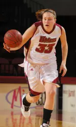 Sophomore Kristina Danella shot 5-for-6 from three and had 18 points at Duquesne.