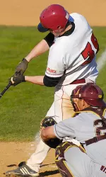 Senior Mike Gedman reached base twice on Sunday at Oklahoma State, registering a single and a walk.